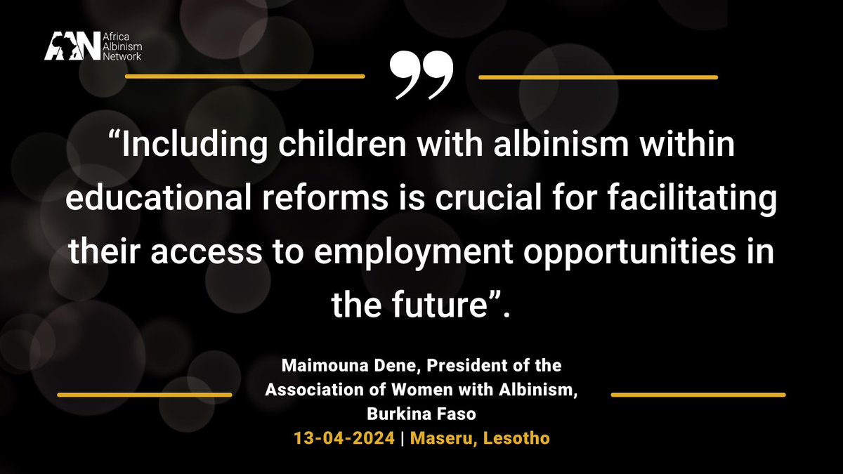 #HappeningNow #Day1 Maimouna Dene, President of the Association of Women with Albinism of Burkina Faso, speaking at the 24th Ordinary Session of the CSO in Maseru, Lesotho, April 13, 2024, that it is pertinent to prioritize including #children with albinism in educational