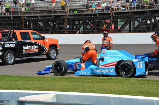 43 days til 108th Greatest Spectacle in Racing - The #Indianapolis500 Mile Race @IMS 2015 #43 'Fueled By Bacon' entry of Conor Daly has early mechanical issues. #IsItMayYet #Indy500 #IndyCar.