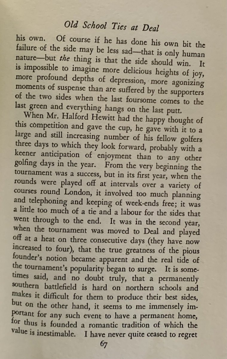 I know is Masters Saturday, but I can’t let the ⁦@Halford_Hewitt1⁩ — one of the game’s greatest events — pass without celebrating with a bit of Darwin. How cool would it be if older amateurs from American colleges competed like this every year? ⁦@RCPgolfclub⁩