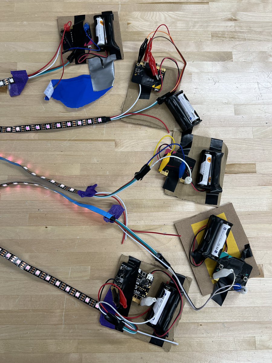 Spring dance decorations using open space in the #makerspace. Original setup had this area full of machines. #microbits light strips with some simple coding as a first step to microcontroller fun at future events #makerspaceLife