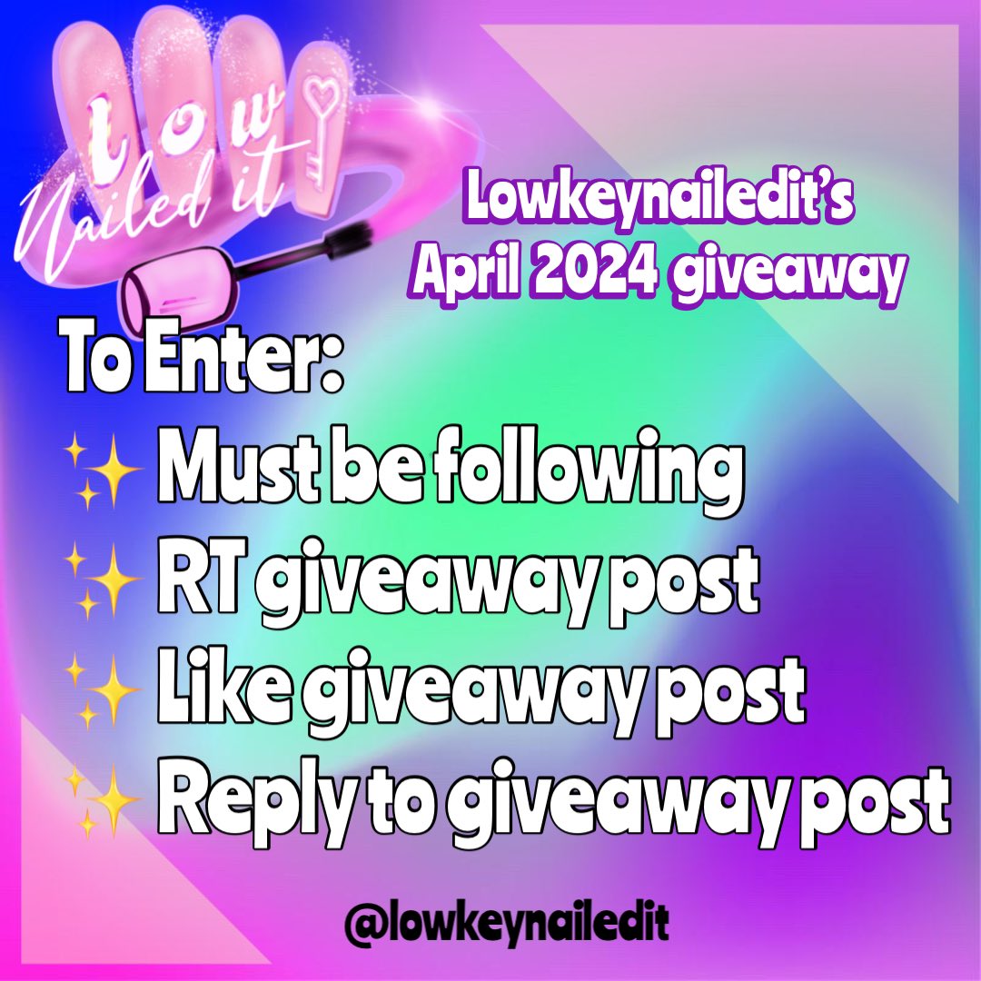 I hate to announce the giveaway over a week into the month but to make up for it the winner will be announced SOONER! 💕 🗓️Winner will be chosen April 21, 2024 🛍️ Prize: 2 lowkeynailedit nail sets 🇺🇲 US ONLY. ☺️A follow on Instagram is an extra entry