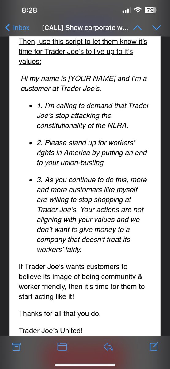 in case anyone else wants to help protect the NLRA from companies like Trader Joe’s
