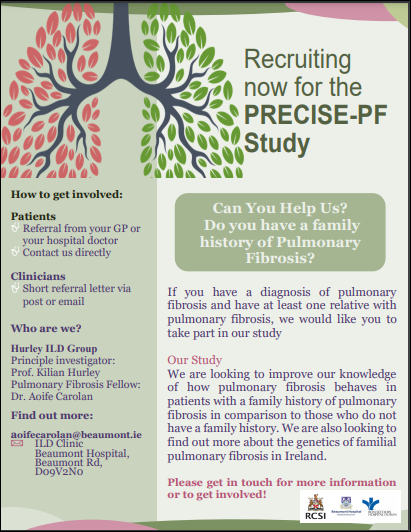 A fascinating talk on “Results of Familial Pulmonary Fibrosis Research Studies” from @killian_hurley & Dr Aoife Carolan. If you are diagnosed with lung fibrosis and have at least 1 relative with lung fibrosis and would like you to take part in their research study, see the flye👇