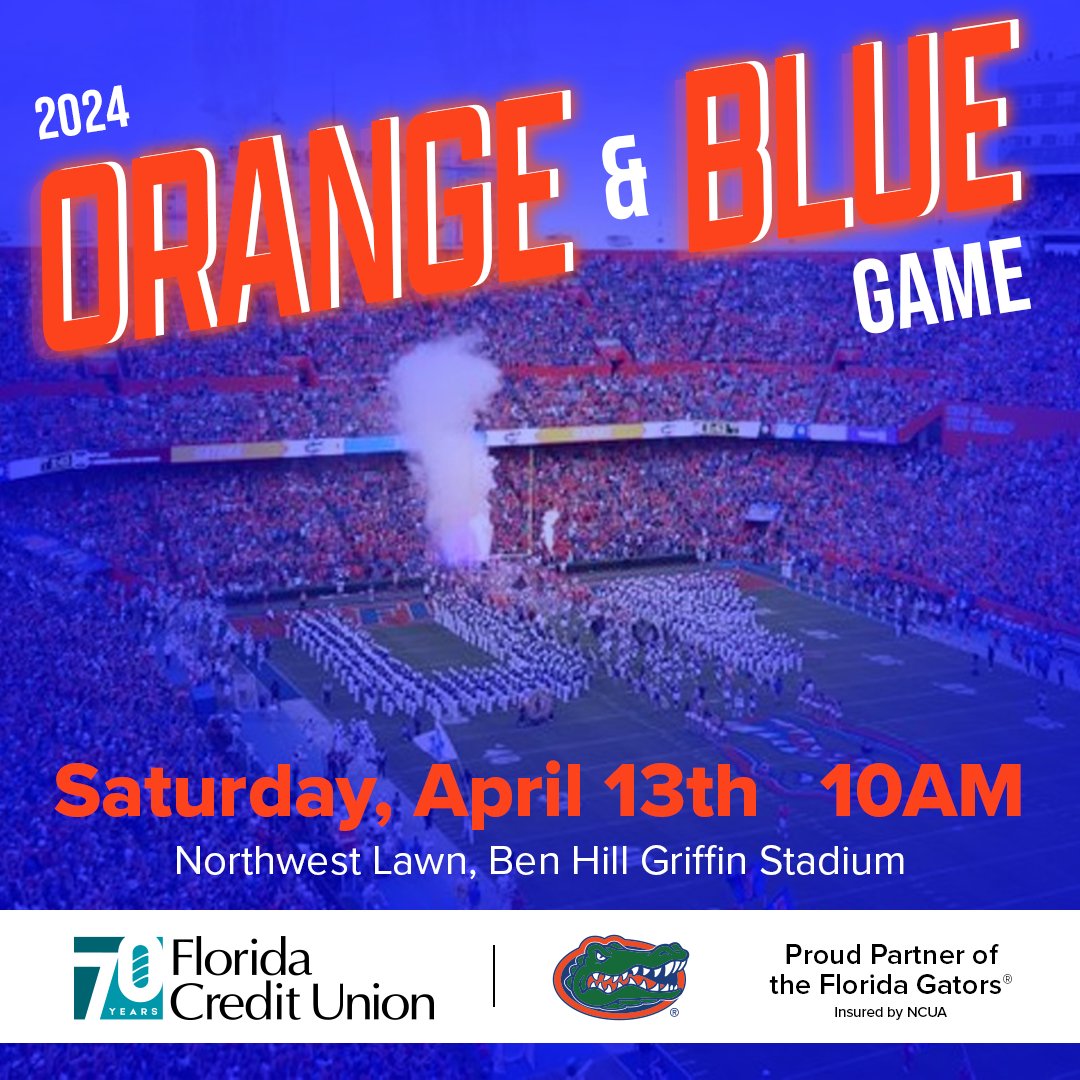 Come see Florida Credit Union at the Orange and Blue game fan fest today right up until kick-off! 🏈 #GoGators #FloridaCU