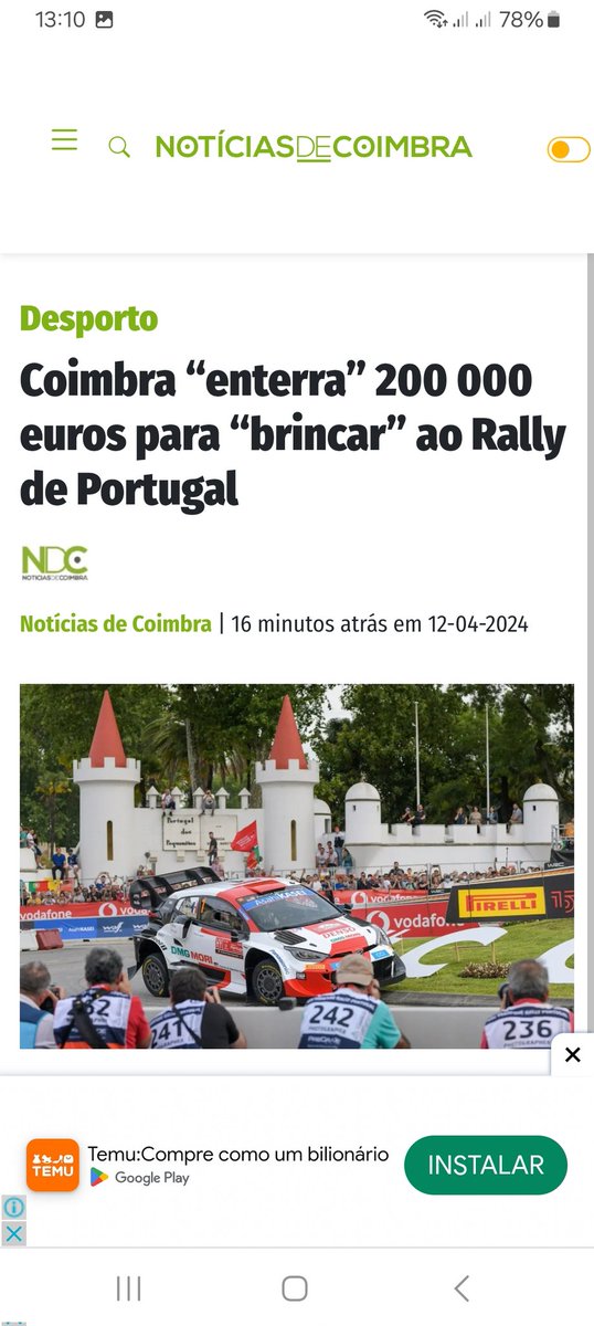 Doidos por Rally, Sendo o Rally de Portugal o evento em Portugal que mais retorno dá ao comércio, servicos, autarquias e afins. É assim que o Jornal NOTÍCIAS DE COIMBRA trata o nosso Rally... Com a particularidade de dar para todo o Mundo na RallyTv e na sport tv, e a promoção