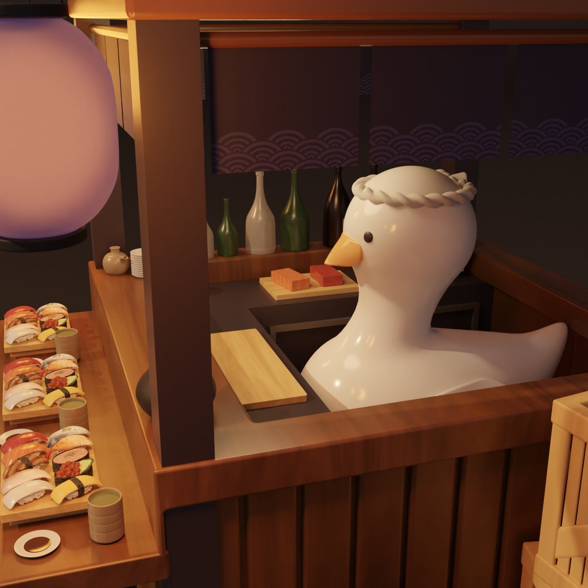 kandume04's tweet photo. 寿司屋🍣

 #blender #3DCG #b3d https://t.co/f6mh9GLqcT
