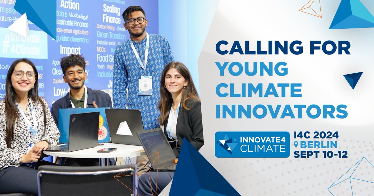 📢The #Innovate4Climate Young Climate Innovators program is back! Join us on Sept 11 in Berlin, Germany for an exciting session with youth working on #ClimateAction. Learn more and apply: wrld.bg/R6e350Rf5QQ