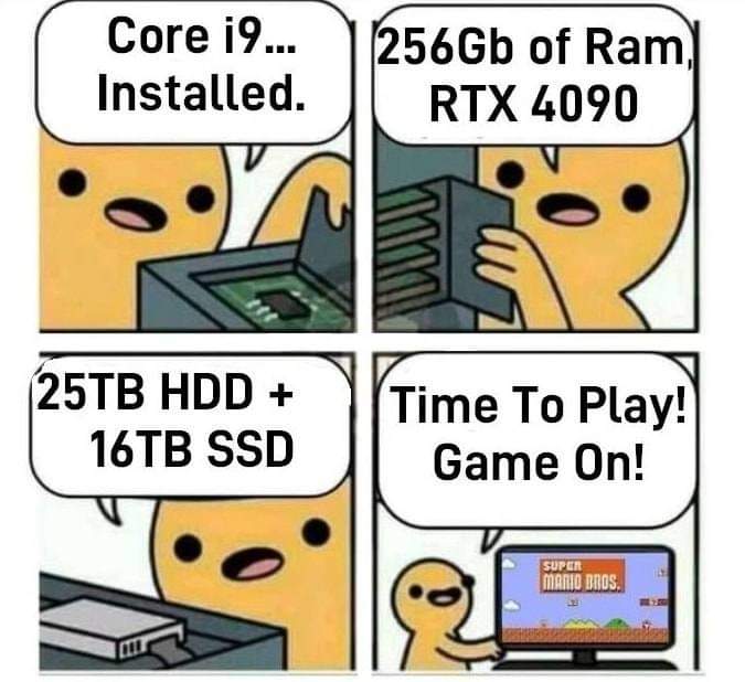 #PC #Intel #Computer #CPU #IntelCore9 #Core9 #RTX4090 #RAM #HDD #SDD #SuperMario #retrogaming #videogames #Geek