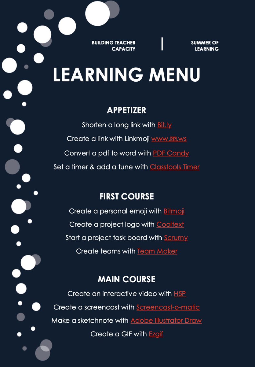 Teachers need differentiated learning, too! Click the link to find ideas, including this learning menu, via leader @abfromz: traveloteacher.blogspot.com/2019/07/teache…