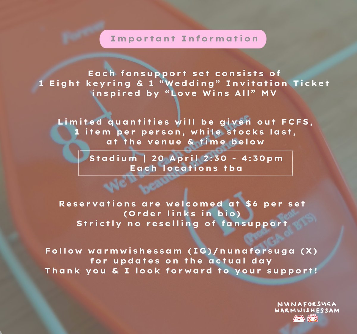 𝓨𝓸𝓾𝓻 𝓣𝓲𝓬𝓴𝓮𝓽 𝓽𝓸 𝓐 𝓗𝓪𝓹𝓹𝔂 𝓔𝓷𝓭𝓲𝓷𝓰 ✨️ Impt info abt how to redeem the fansupport during #IUHERWorldTour concert in 🇸🇬! Reservations are also opened, and will close on 19 April SGT 10pm Reserve here ⬇️ 🇸🇬 tinyurl.com/wwiufs 🌍 warmwishessam.bigcartel.com