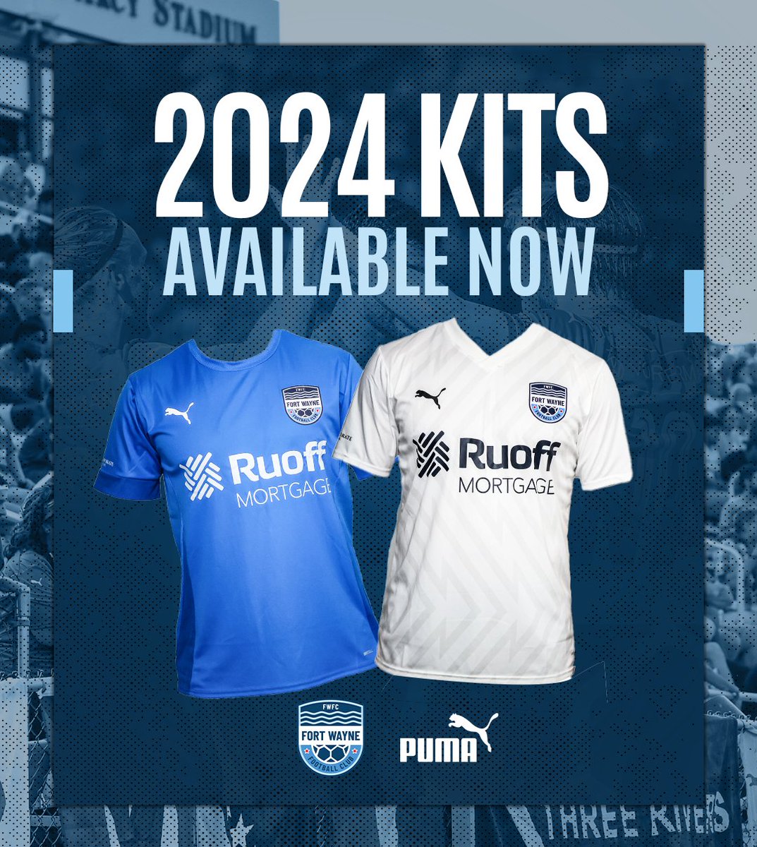 The official 2024 Fort Wayne FC kits are here! Get yours today! @PUMA shop.fortwaynefc.com/shop/jerseys?u…