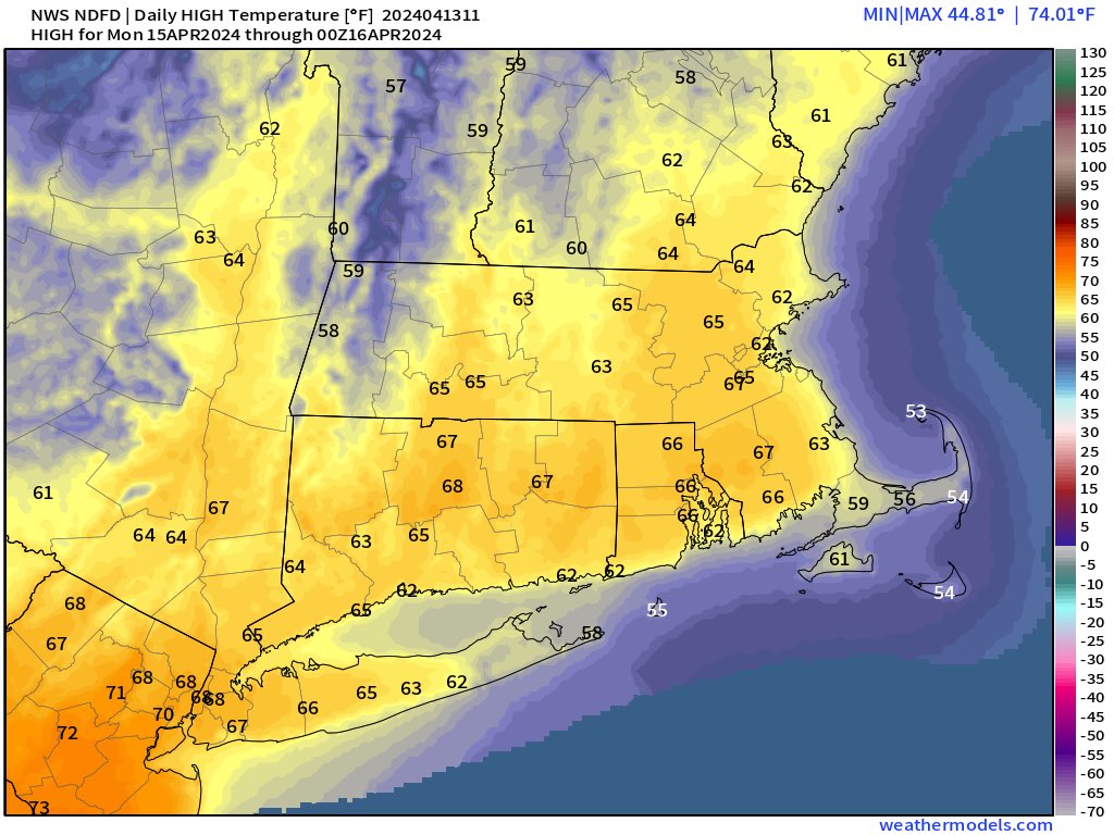 Monday looks great….beautiful weather for the Boston Marathon. And it’s now looking dry early Monday AM as the athletes are heading out to the starting line as the showers should be well offshore by then. Tuesday looks fantastic too.