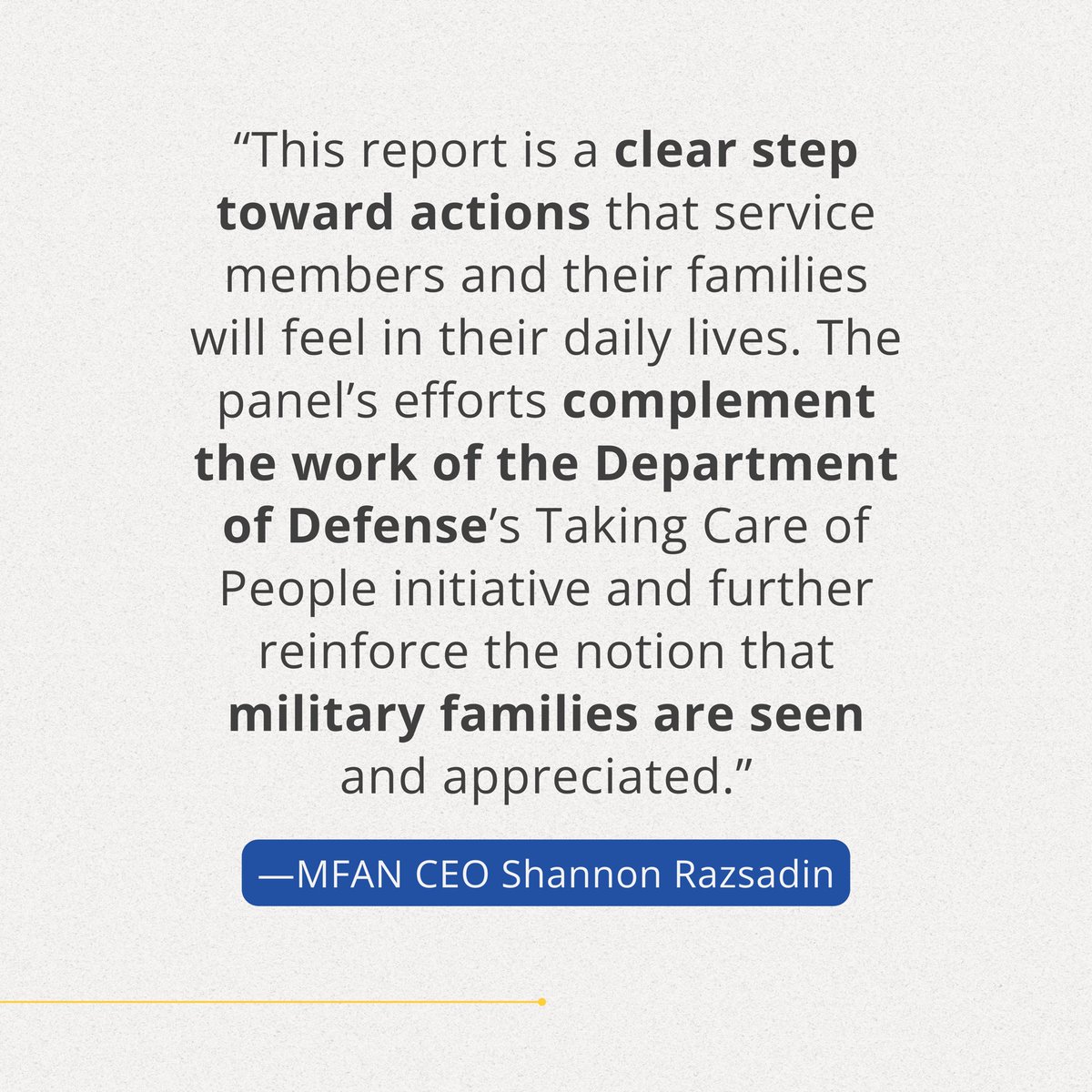 ICYMI: A Congressional panel led by @DonBaconNE02 & @RepHoulahan is pushing for better military pay, child care, health care, housing, and spouse support. Read the report here: mfan.org/blog/quality-o…