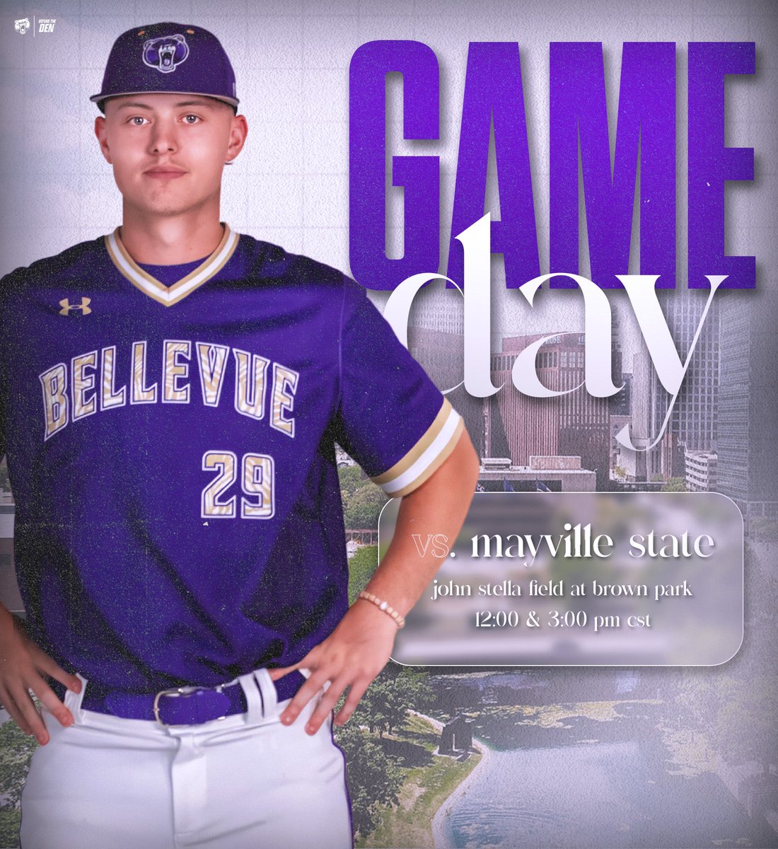 Sunny and 75°…See you there! ☀️ 🆚 Mayville State ⏰ 12:00 & 3:00 pm CST 📍John Stella Field at Brown Park #DefendTheDen | @NAIABall