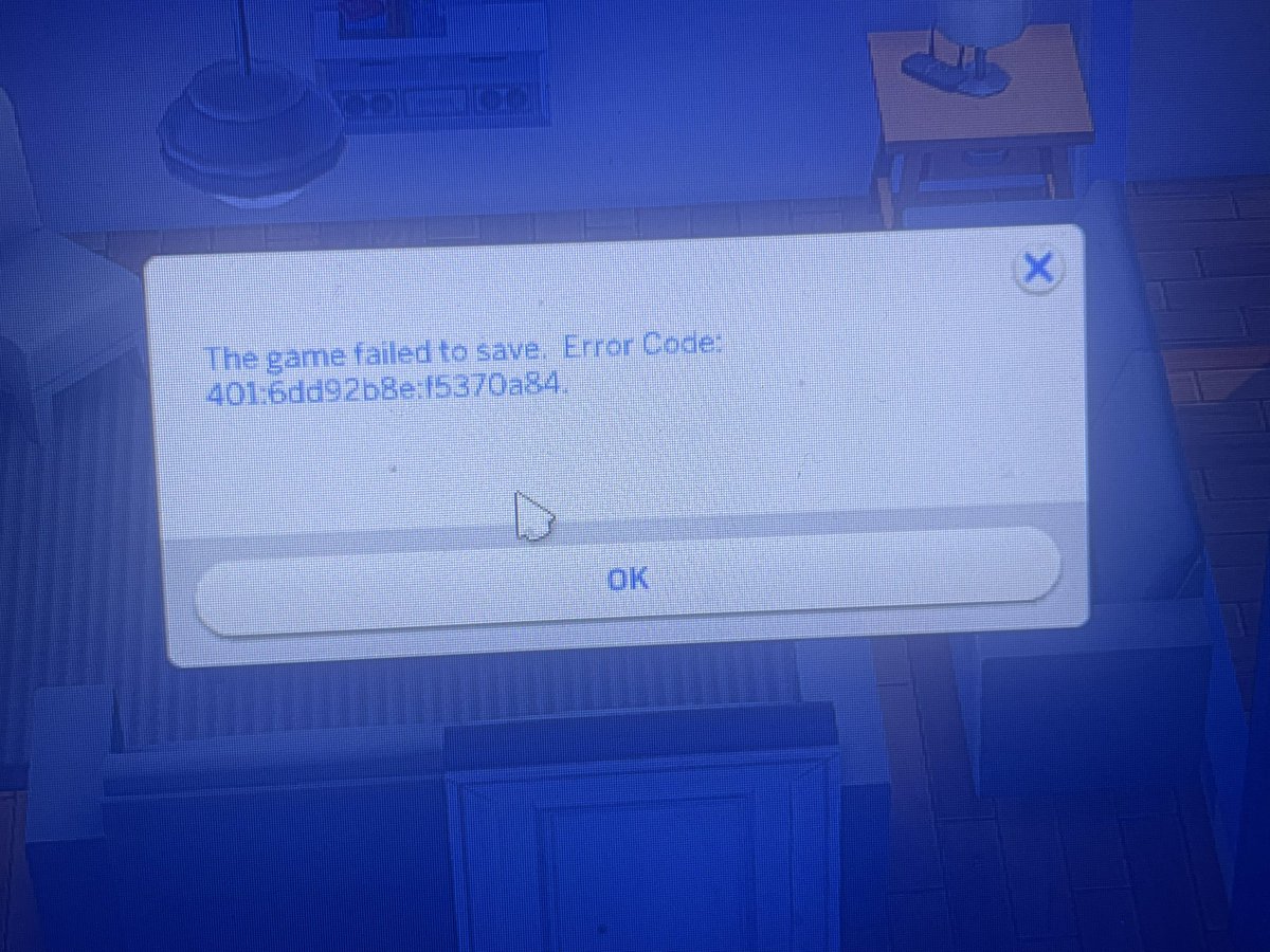 BlueStarSim's tweet photo. My game won’t save after hours and hours of gameplay, is anyone else getting this message? 😤 #TheSims4 @TheSims https://t.co/mxUM35OImP