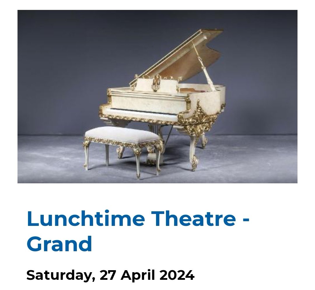 NEXT LUNCHTIME THEATRE Sat 27th April Our monthly production of new writing is 'Grand' by Jess Williams @SwanseaGrand Arts Wing 12.30pm Noah wants a piano more than anything else in the world. And not just any piano. It has to be a grand piano. A new & hilarious comedy