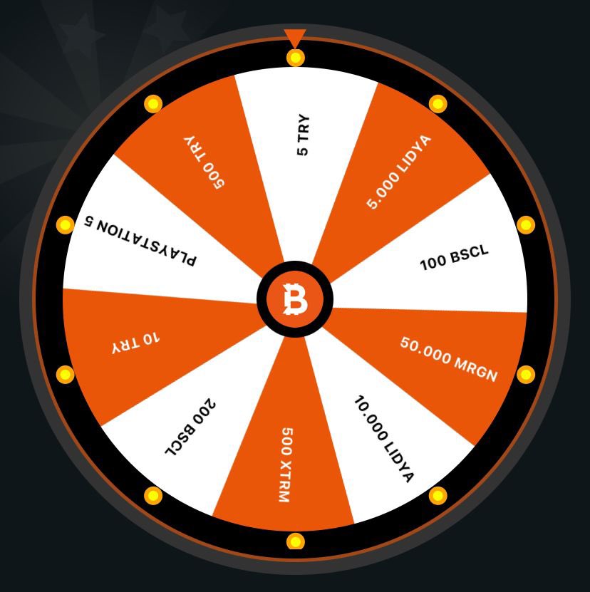 Çarkı çevirerek bedava Usdt ve token kazanın. 

Kazanan her 1 kişiye 50 çark çevirme hakkı verilecek. Bu çarkın her birinde 500₺ varan ödüller ve tokenler var. 
 
1. <a href="/bitcicomtr/">Sagopa Kajmer</a> takip et  
2. Beğen, RT yap
Yapmanız gerekenler sadece bu kadar. 

10 kişi ile sınırlı. Toplam 500