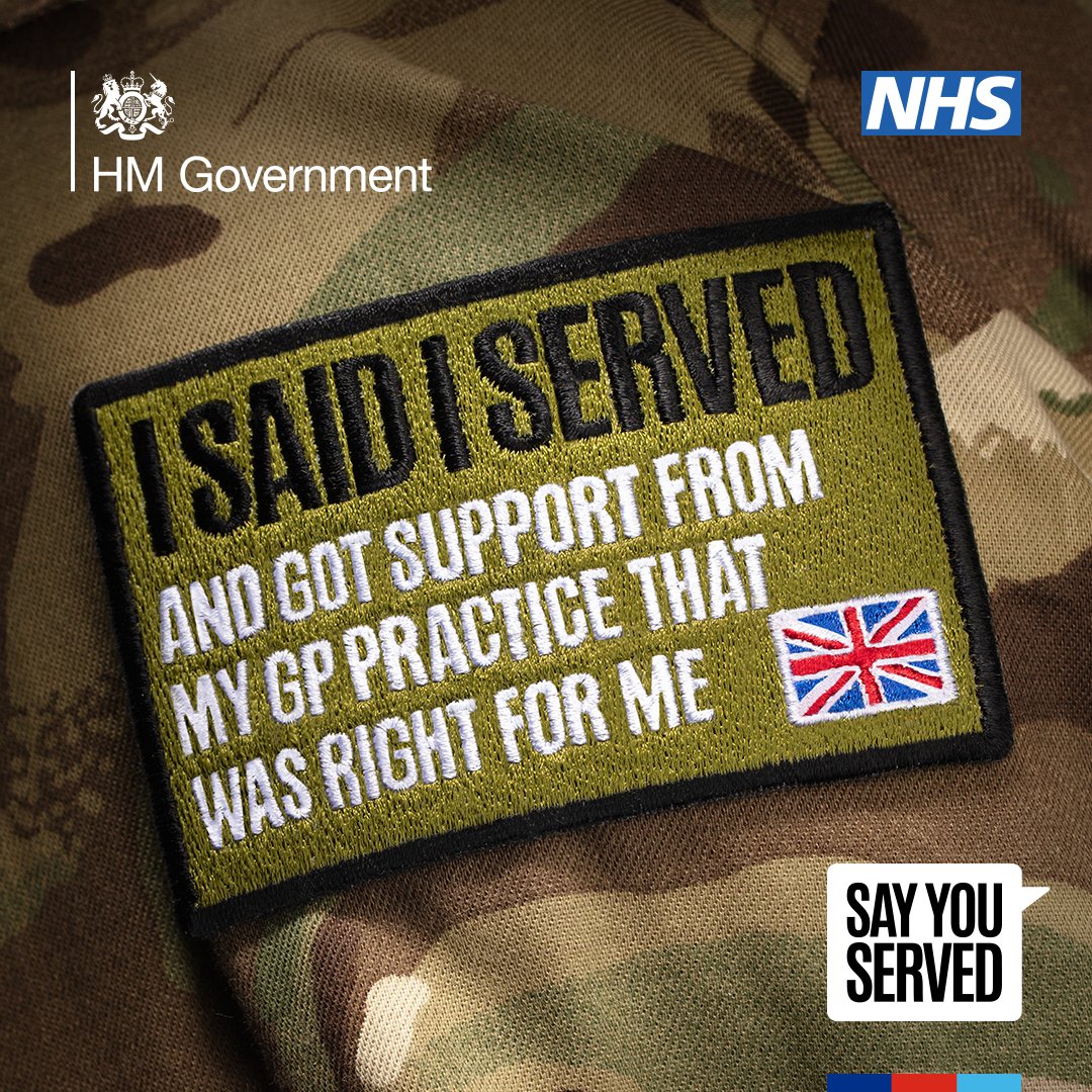 Tell your GP practice if you’ve ever served in the UK Armed Forces. It could be relevant to your health and means you’ll get the support that’s right for you. Find out more at nhs.uk/veterans