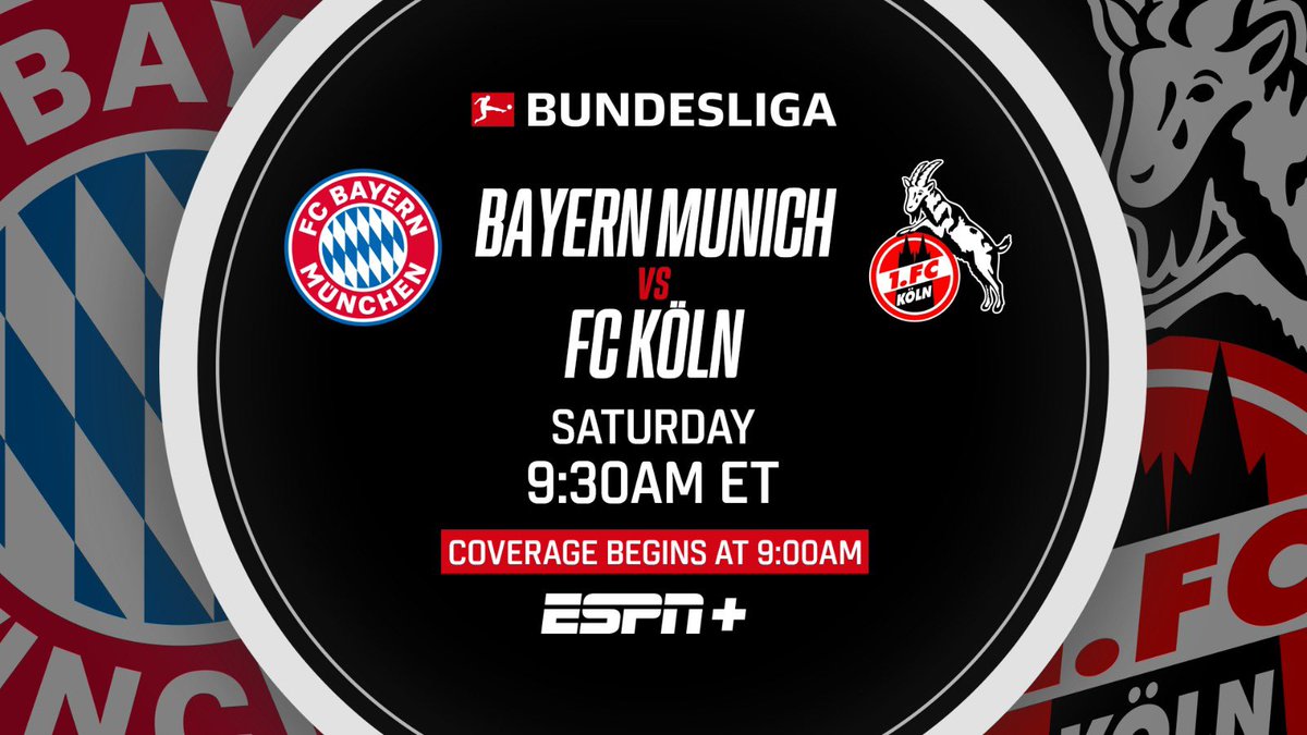 Join us to see if Bayern can prolong their title defence for at least a day longer Meanwhile, Köln are just trying to survive the season! 9et ESPN+ @KaseyKeller18 with me in studio @archiert1 at Gladbach v BVB bringing us updates @RaeComm & @RealOwo on commentary for Bayern