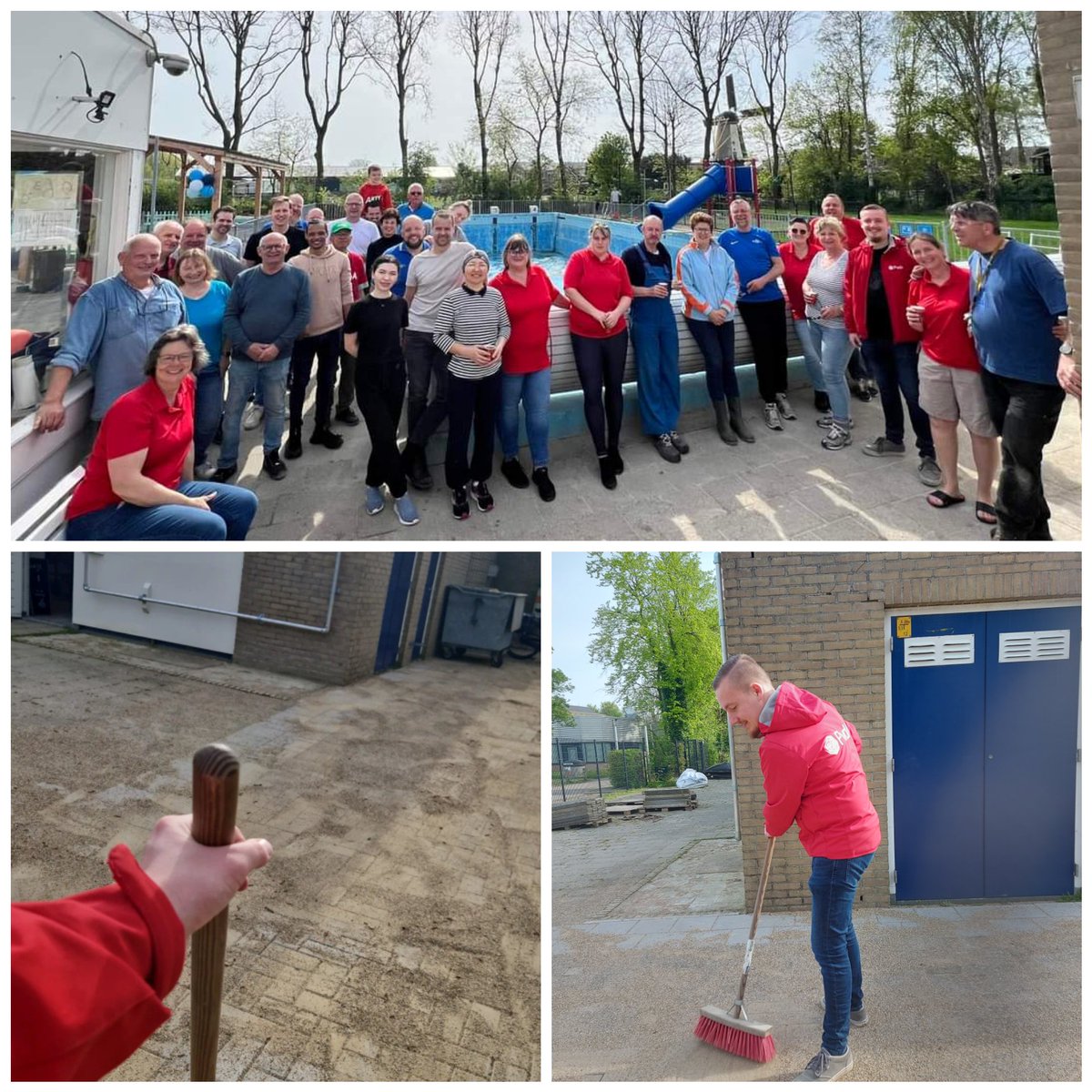 HiddeDouma's tweet photo. Vandaag waren we weer bij de jaarlijkse klusdag van zwembad 't Molengors in Zuidland. Er is door de vrijwilligers weer veel werk verzet om het zwembad gereed te maken voor het komende zwemseizoen. Maandag 13 mei gaat het zwembad weer open! https://t.co/n0A1bKgHGf
