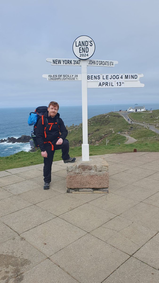 Good luck to my son Ben - starting the lands end to John o’ groats walk for @MindCharity xxx