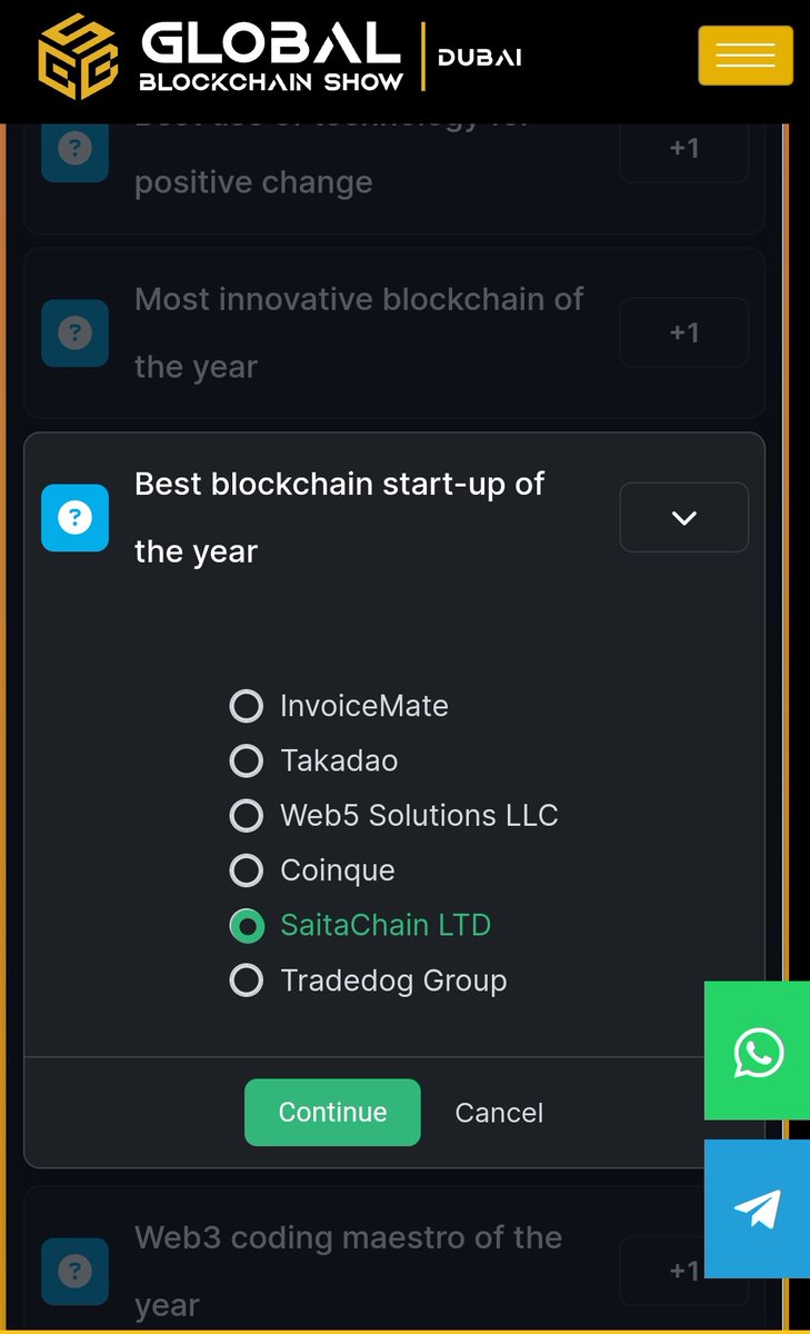 Hey everyone 👋 

Could you kindly take a moment to review your votes again for Global Blockchain Show? It seems that for some, the system is displaying a request to vote again, indicating that the vote might not have been casted. 

globalblockchainshow.com/awards/voting/

Double-check using the