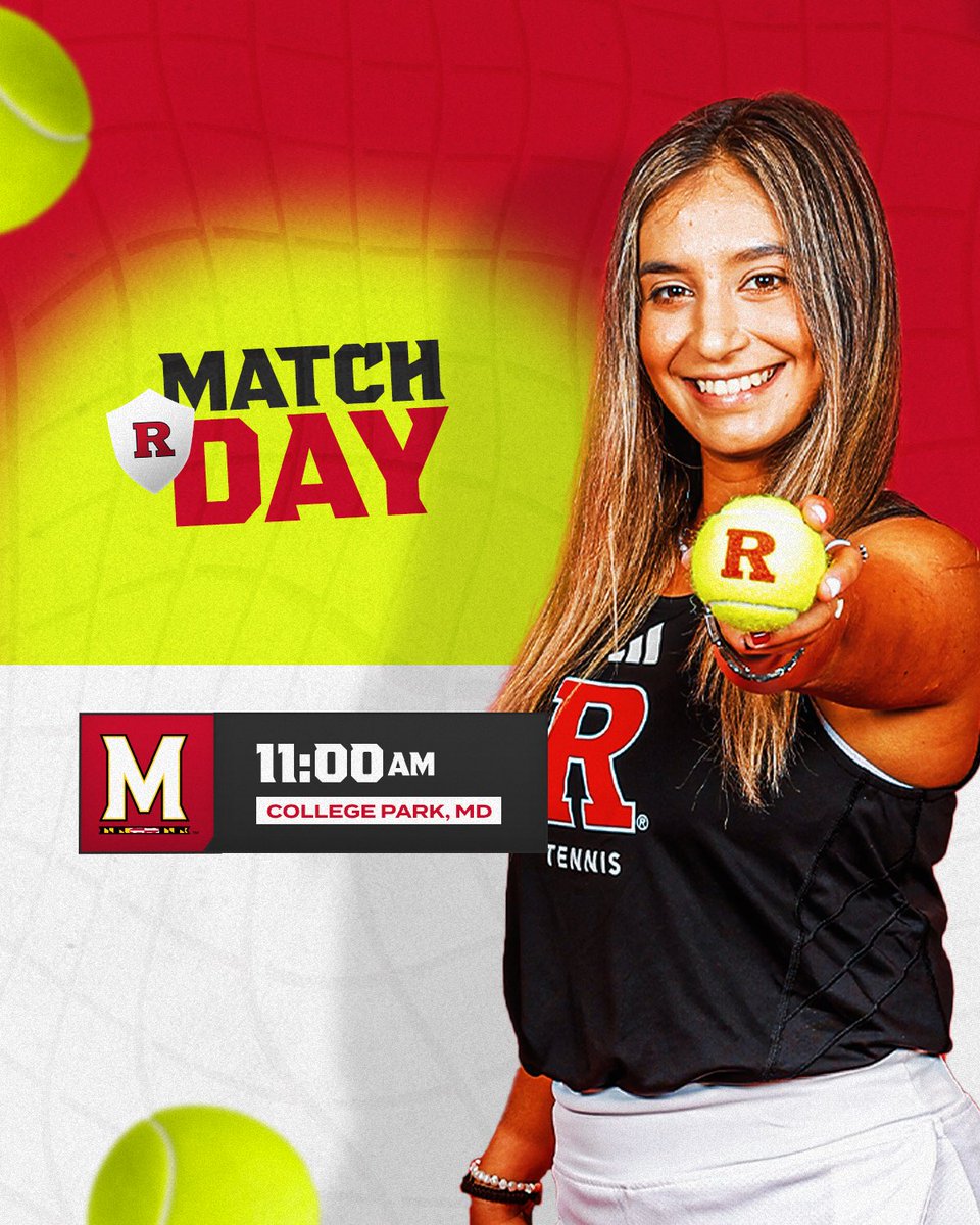 Rise & shine it’s match day!! ☀️ 🆚 Maryland ⏰ 11:00 a.m. 📍 College Park, Md. 🏟️ Junior Tennis Champion Center 📊 go.rutgers.edu/ub861zwl 📺 go.rutgers.edu/4wwe1opf 📰 go.rutgers.edu/n2bcex9s #GoRU | #RTennis