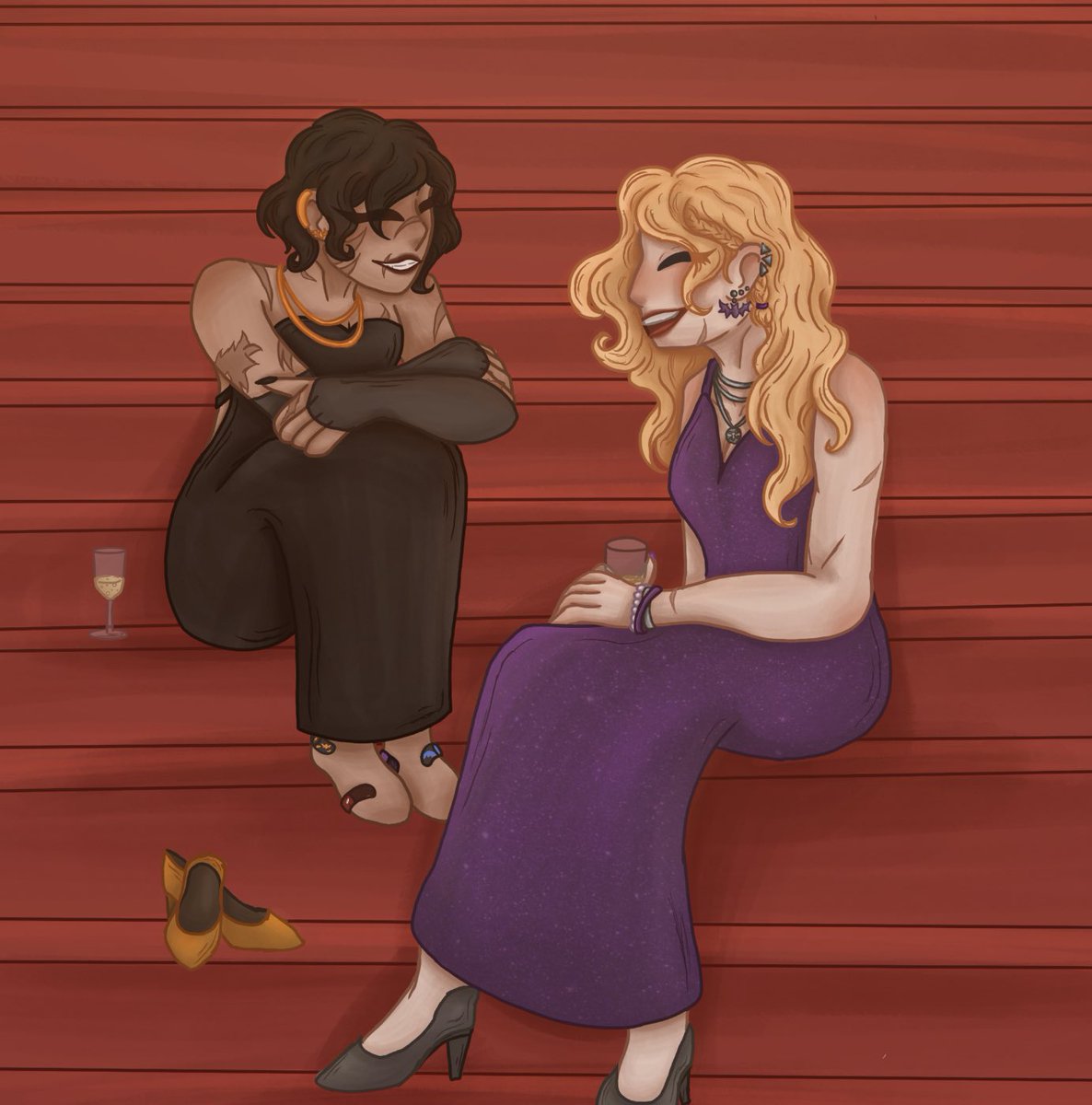 They are taking a break from a party ^-^

#stephcass #cassandracain #stephaniebrown