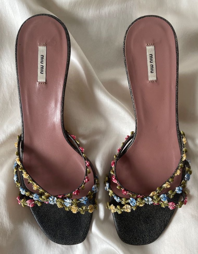 miu miu vintage floral kitten heels