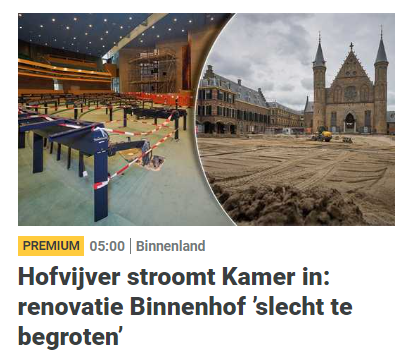 Alleen Hugo de Jonge krijgt het voor elkaar om het renoveren van het Binnenhof lastiger te maken dan het bouwen van de Deltawerken.