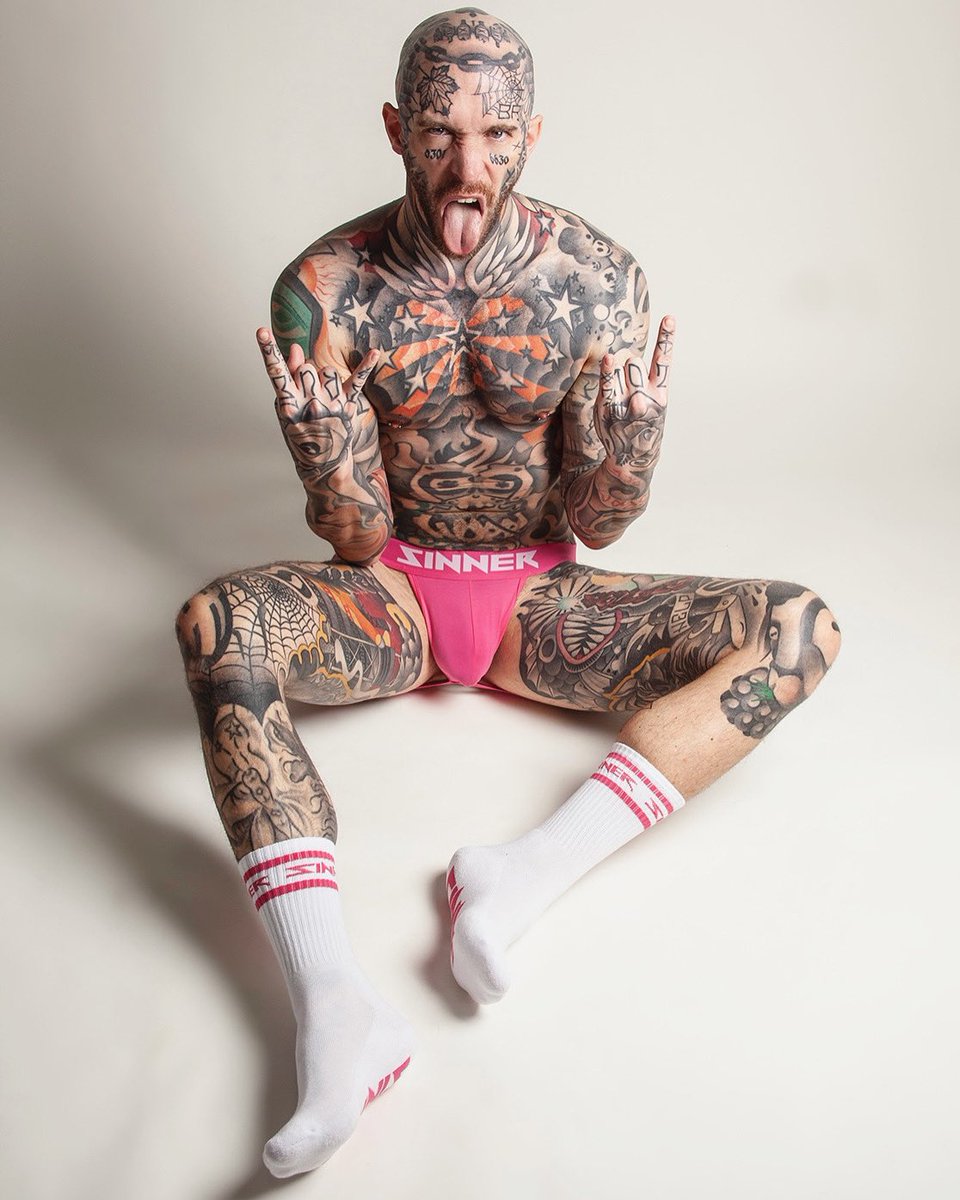 Sinner Hot Pink Jock & Socks Worn by @inkedbrln sinnerwear.co