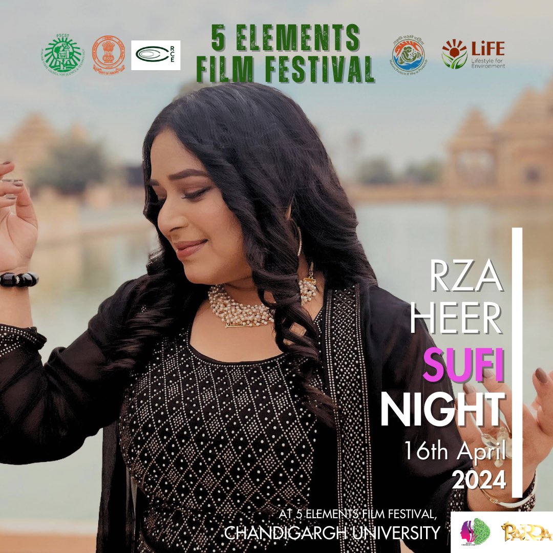 Get ready to be mesmerised by the incredible @HeerRza at 5 Elements Film Festival @CU_Chd 🫶🏻✨🎶 Presented by @PSCST_GoP Organised by @AdahFoundation , PARDA Supported by @moefcc #5eff #shukarstudios #PARDA #EnvironmentEducationProgram
