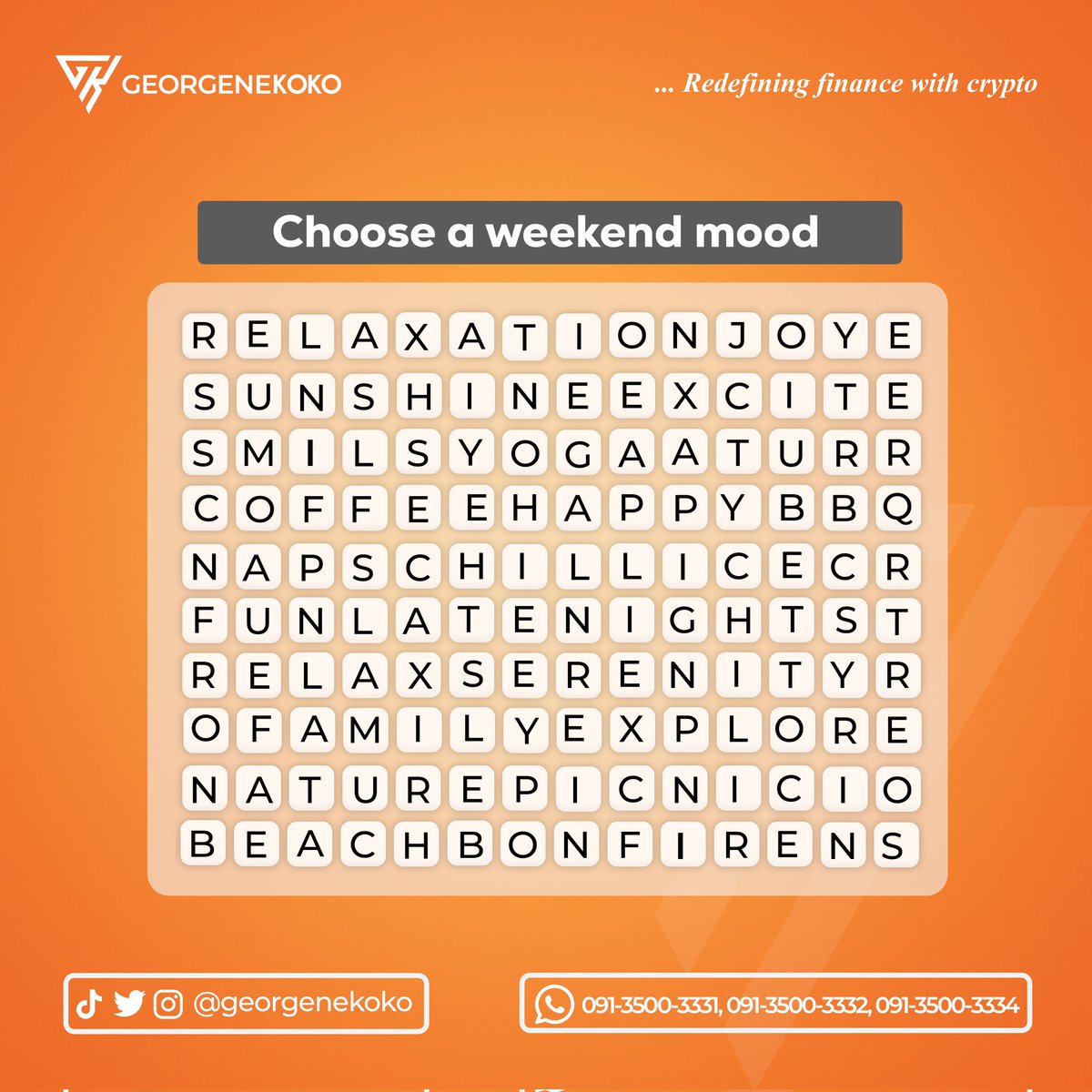 It's the weekend 🤸💃

The first word you see describes your weekend.

What's the first word you can see?

#georgenekoko #weekendvibes #weekendmood #saturday #cryptocurrency #BTCHalving