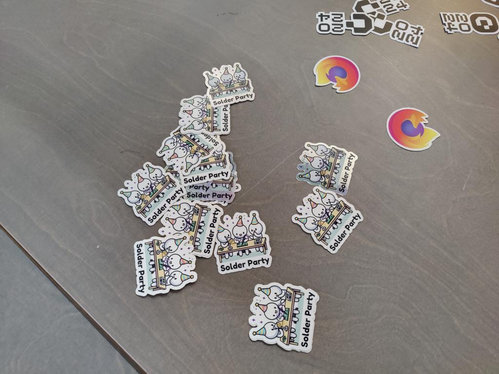 solderparty's tweet photo. This weekend we're at #HackadayBerlin, there's some stickers to grab by the entrance.
You can also find @arturo182 walking around with the Solder Party t-shirt 😊 https://t.co/9vJS60GJ99