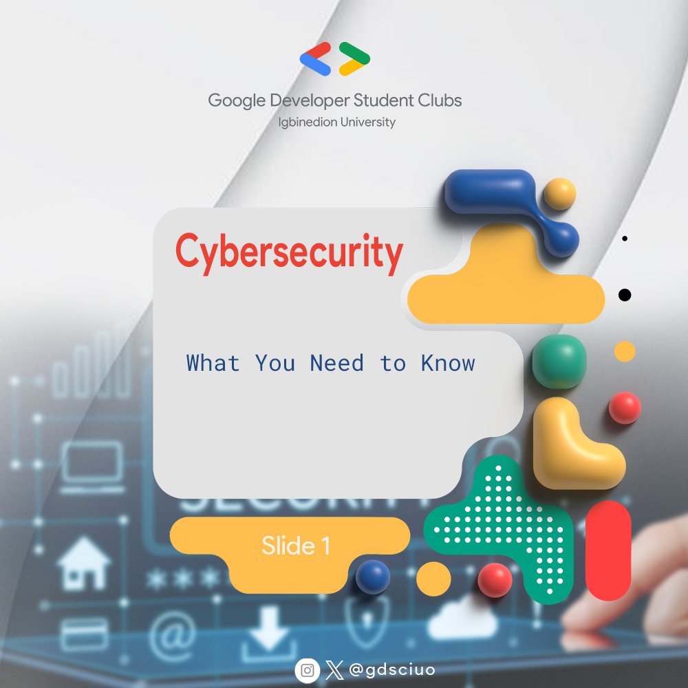gdsciuo's tweet photo. There's a lot to get and learn in the field of Cybersecurity. Want to get into Cybersecurity and own it as a skill, profession or career, Join the Google Developer Student Club, Igbinedion University Cybersecurity Workspace to get started

https://t.co/bYukfNz9mn https://t.co/anrYCMQoEb