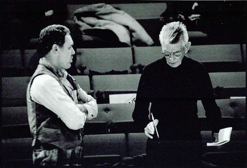 Samuel Beckett directing a 1985 London production of Waiting for Godot. When asked by an actor to explain what Godot was all about, Beckett answered, “It’s all symbiosis, Peter; it’s symbiosis.” Watch part one and part two of the performance.