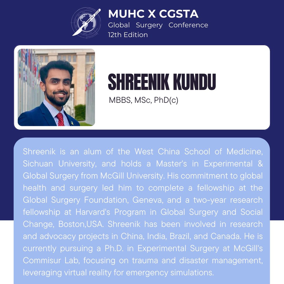 Meet the speakers at the 12th Annual CGSTAxMUHC Global Surgery Conference!