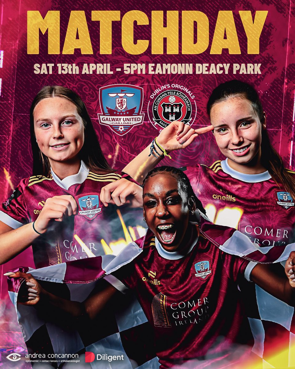 We're finally back in Eamonn Deacy Park, our first Senior Women's home game in over 5 months! 😍 Galway United 🆚 Bohemians 📆: Sat 13th Apr ⌚️: 5PM 🏟: Eamonn Deacy Park MATCH TICKETS 👉 galwayunitedfc.ie/match-tickets/ #ItsATribalThing | #UnitedAsOne