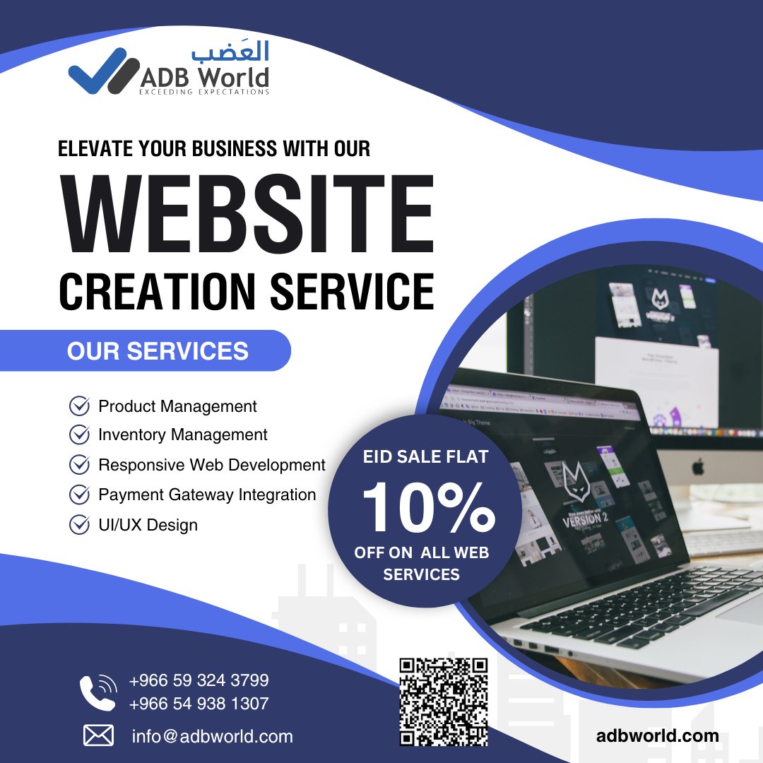 Elevate your online presence with ADB World premier website solutions. Enjoy a special 10% Eid discount on tailored web development services. Embark on a digital journey with us, ensuring flawless functionality and round-the-clock support. 

#webdevelopment #EidDiscount