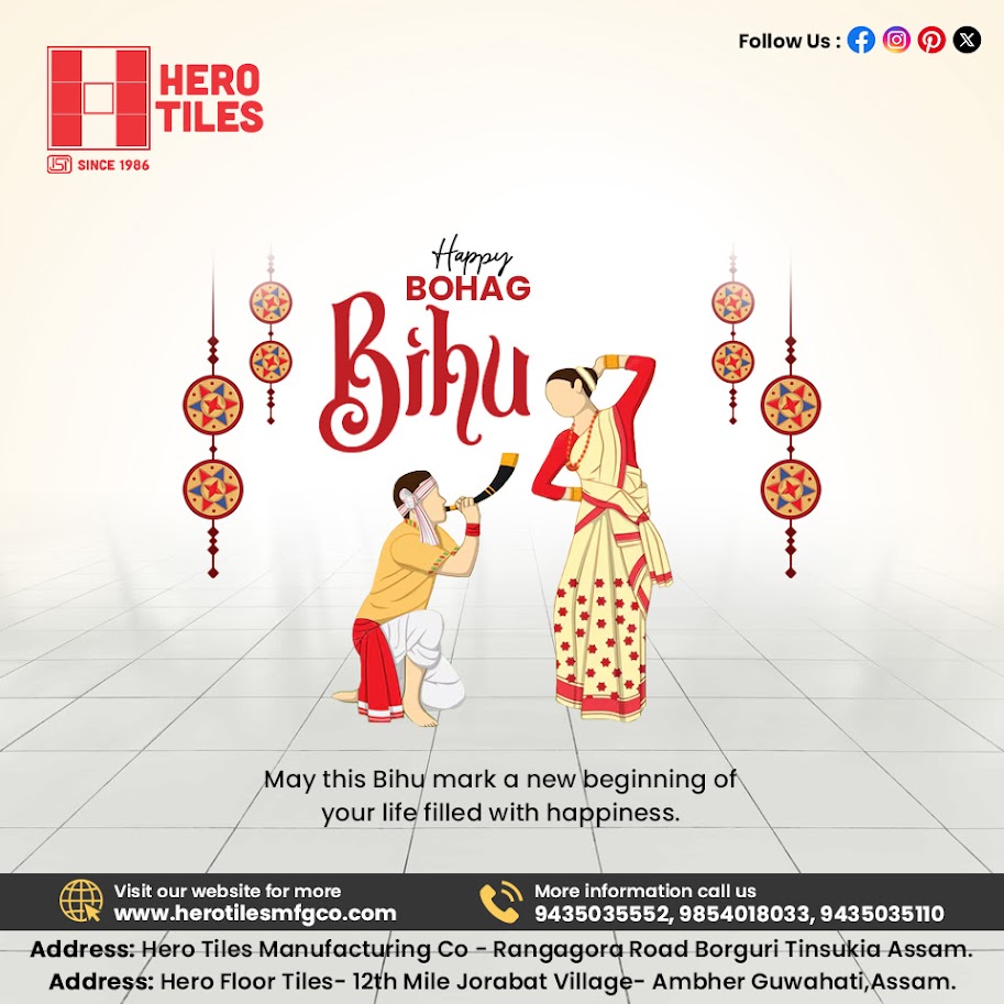 🌾Wishing you all a Happy Bohag Bihu🙏🌸

#HeroTiles #bihu #BohagBihu #CelebrationTime #traditional #india #festiveofjoy #tilestyle #handmadetiles #tilemanufacturer #assam #suppliers