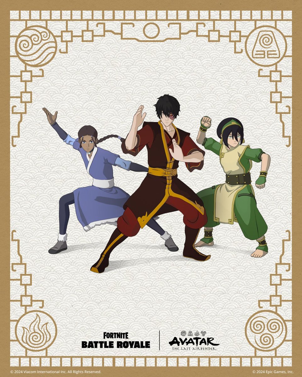 WarpAlphaX's tweet photo. "Avatar: The Last Airbender joins the Fortnite universe! 

Get ready to bend elements, master your skills, and immerse yourself in the world of Aang, Katara, and Sokka.

 Let the battle begin! 

#Fortnite #AvatarTheLastAirbender #GamingCommunity #GamingNews #gamingpc #Gaming https://t.co/a25cW0L4pO