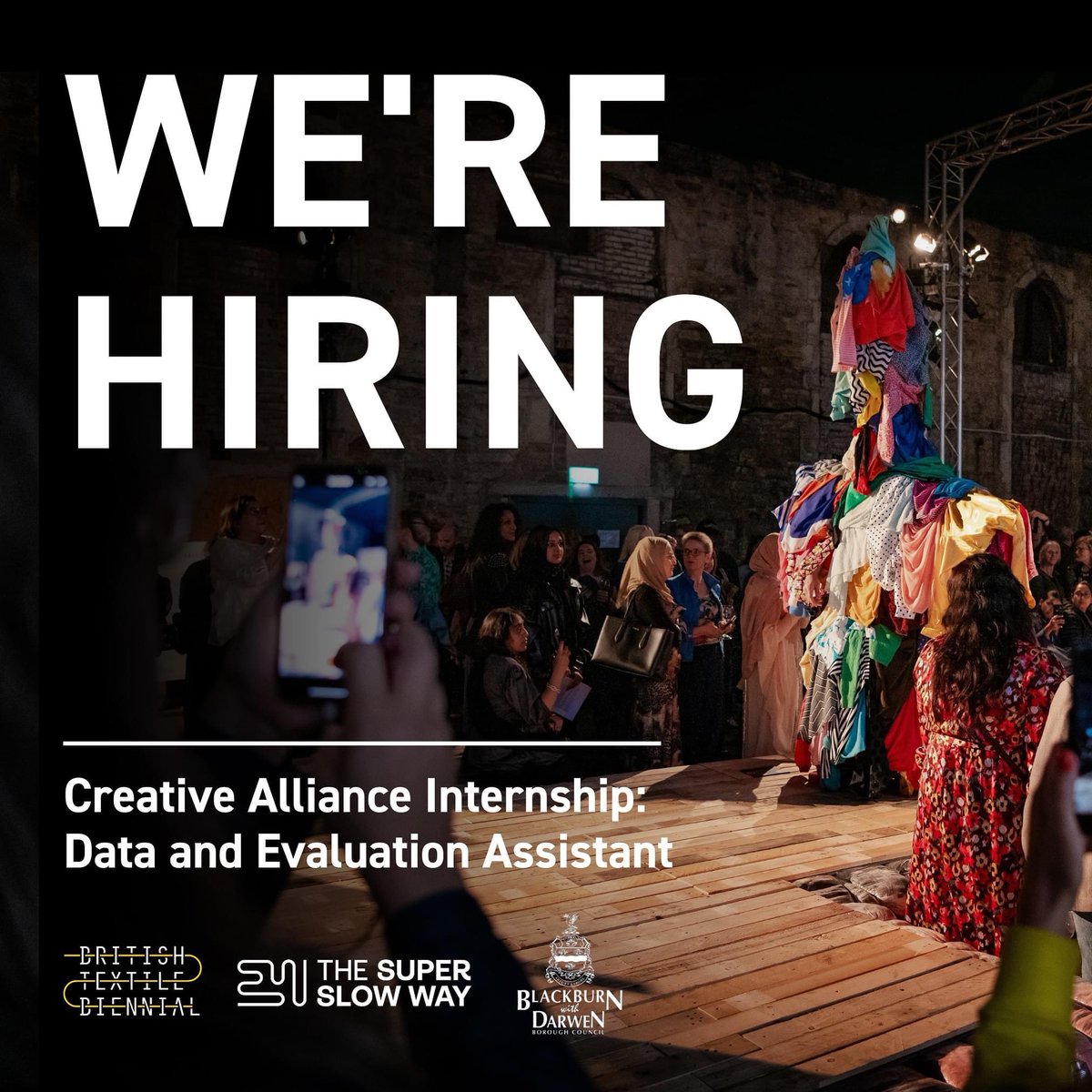 📢 OPPORTUNITY: As part of the Blackburn Creative Alliance @TextileBiennial & @Superslowway are offering a 12 month paid internship: Data & Evaluation Assistant Full job description & application process: britishtextilebiennial.co.uk/news/were-hiri… 🔗 ❗️Application Deadline: 9am Friday 3rd May.