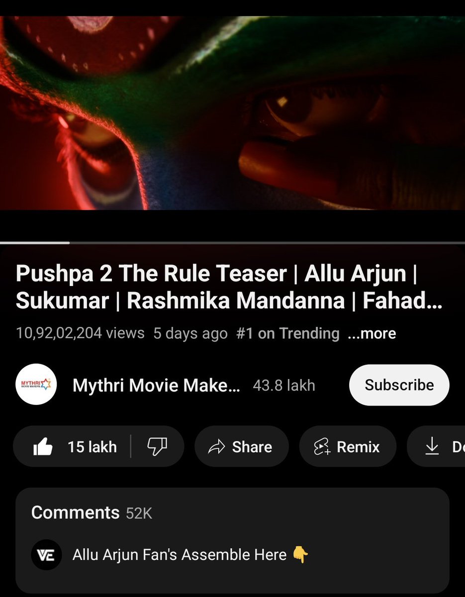 Tollywood Pan India Teasers to Trend more Hours  at No 1 Place in YouTube

#Pushpa2TheRule - 120 Hrs+ (Still Trending at #1)
#Salaar Teaser - 96Hrs+
#Pushpa Rise - 90Hrs+
#RamarajuForBheem - 80Hrs+
#Saaho teaser - 74Hrs

New All Time Record 💥💥💥
@alluarjun the Brand 🔥
