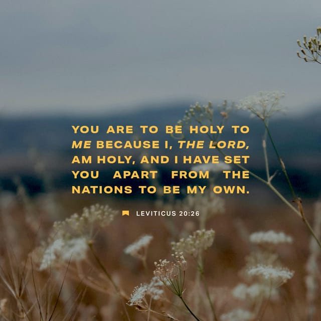 You must be holy because I, the LORD, am holy. I have set you apart from all other people to be my very own. — Leviticus 20:26 NLT