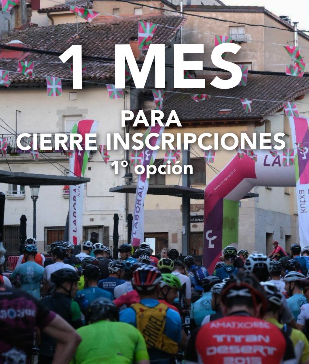 EuskoBike's tweet photo. Cierre de inscripciones
1° opción: 12/05/2024 obsequio camiseta incluida.
2° opción: 1/06/2024 sin camiseta.

Inscripciones: https://t.co/i2evQiKOgK https://t.co/maLfXWQ2H8