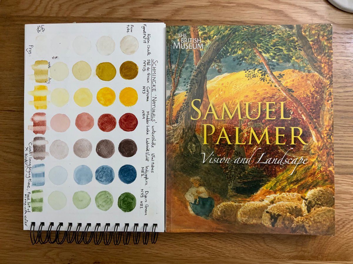 Postman’s just delivered this book from Wob & a Fabriano watercolour sketchbook.

I thought copying Samuel Palmer would give the Schmincke Naturals a proper test.  
Although my heart is with earlier art I’m drawn to 18 & 19c visionary artists.