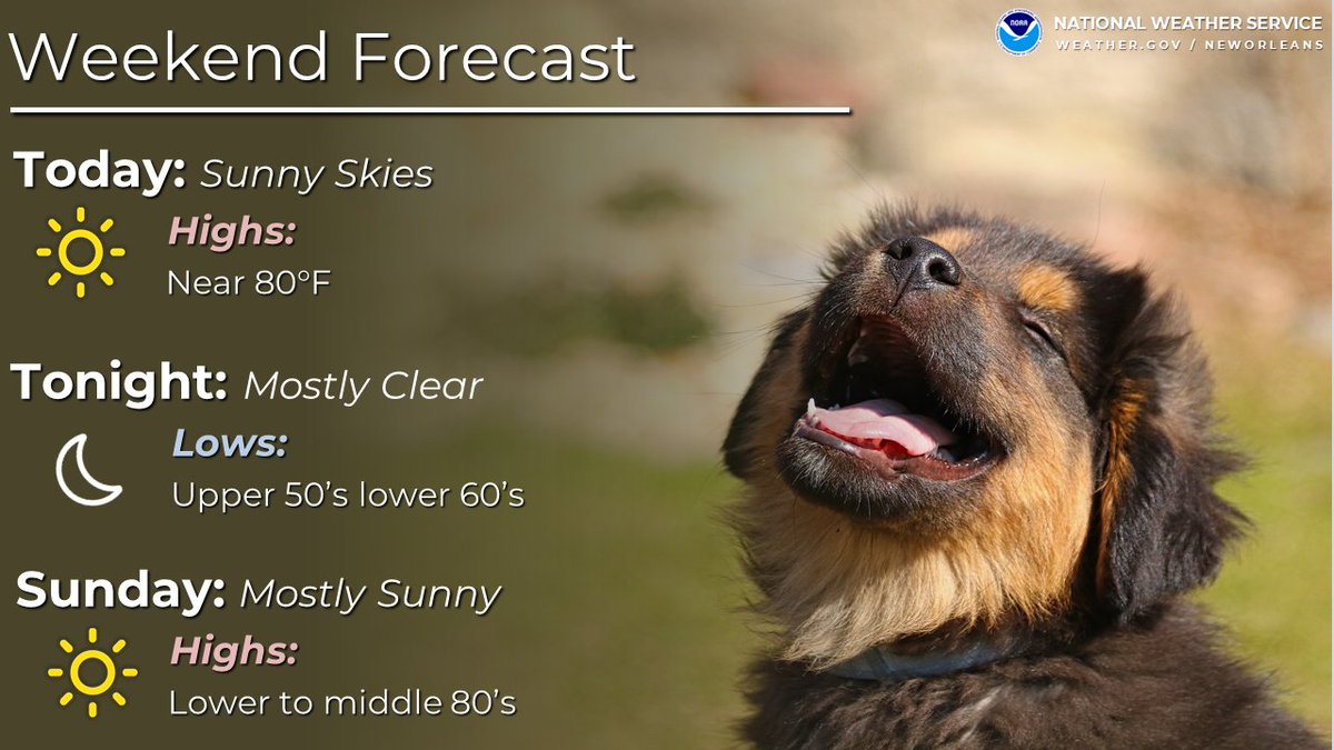 Amazing weekend weather across the region. Mild to warm conditions with mostly clear/sunny skies. #mswx #lawx