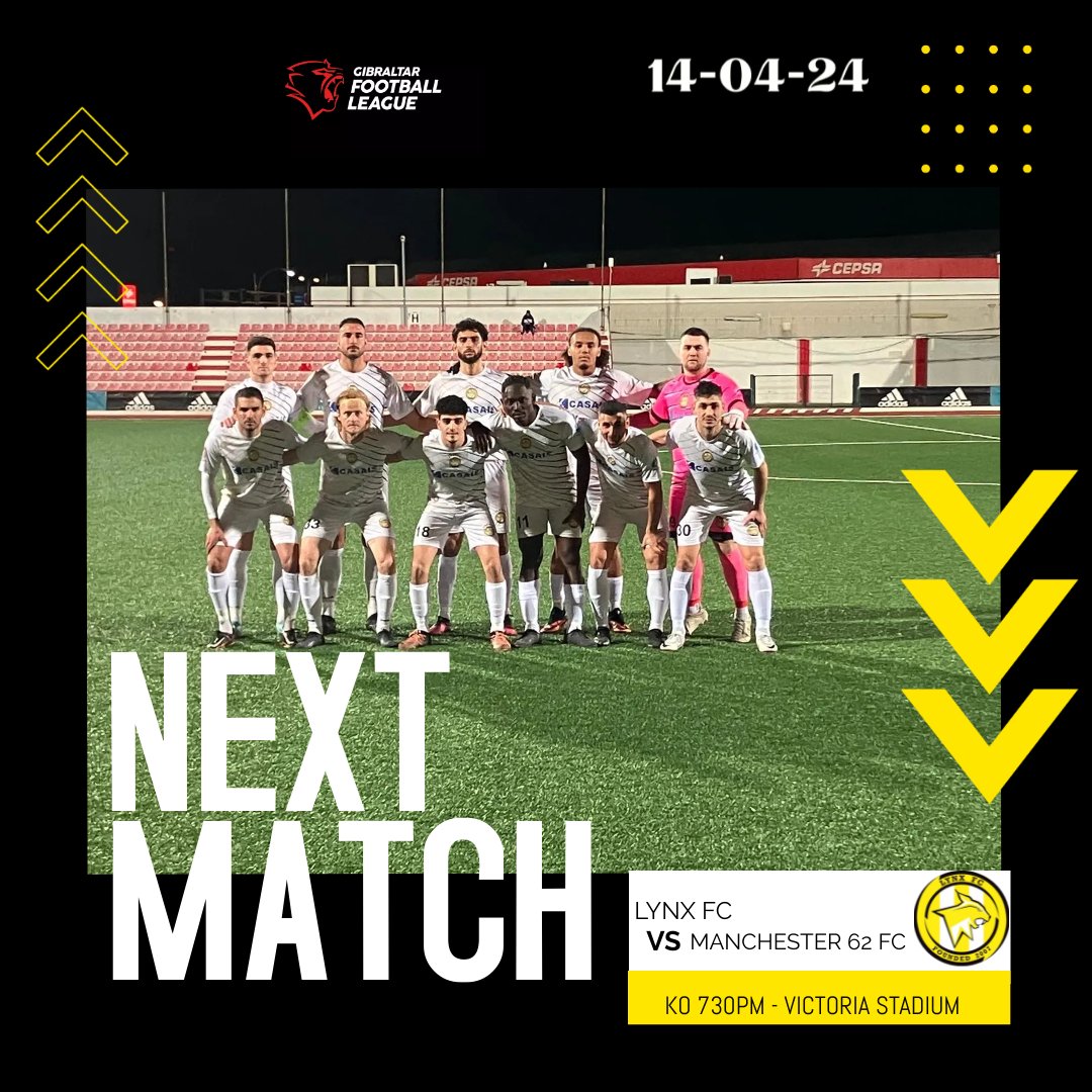 Its all to play for tomorrow in our final match against Manchester 62 FC.

Kick off is at 730pm at the Victoria Stadium🏟

Come down and show us your support💪

#weliveforever #onefamily #lynxfc #lynxpremier #gibraltarfootballleague #football #gibraltar