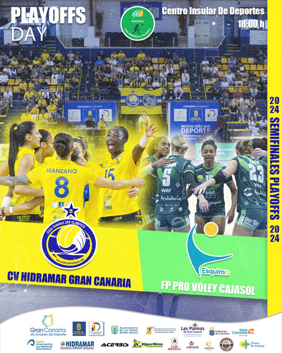 cvjavolimpico_'s tweet photo. 💥 #MATCHDAY 

🏆 Semifinales PlayOffs #LigaIberdrolaVB
🆚 @CAVEsquimo 
🏟 Centro Insular de Deportes de Gran Canaria
⌚️ 18.00 horas
🎫 ENTRADA GRATUITA (a recoger 1h antes en las taquillas del CID) 

🫶 Te esperamos y necesitamos más que nunca 💛

#SomosElOlímpico #GCIslaEuropeadelDeporte #GranDeporte #GranDestino #MuchoPorVivir #islascanariaslatituddevida #ACERBIS #acerbissport