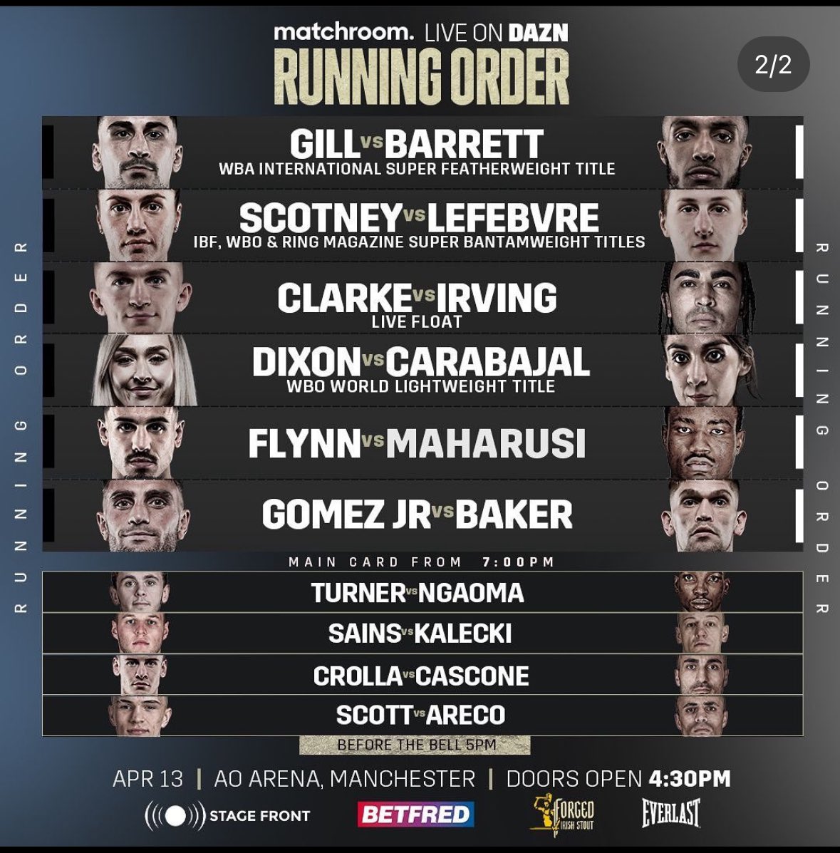 Tonight’s running order. Check out my fight night preview below #GillBarrett thecounterpunch.co.uk/f/gill-faces-b…